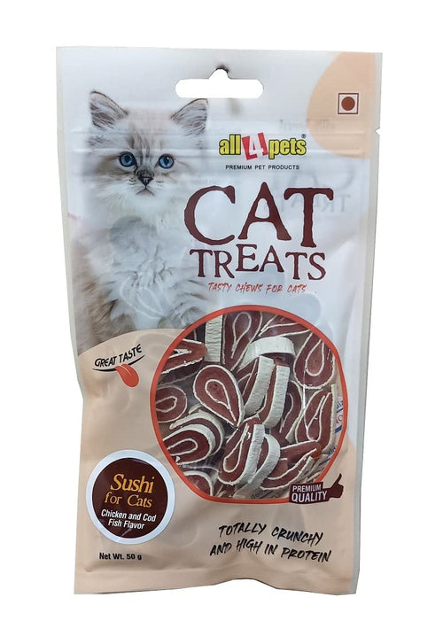 ALL 4 PETS CAT SUSHI CH & COD FISH TREATS