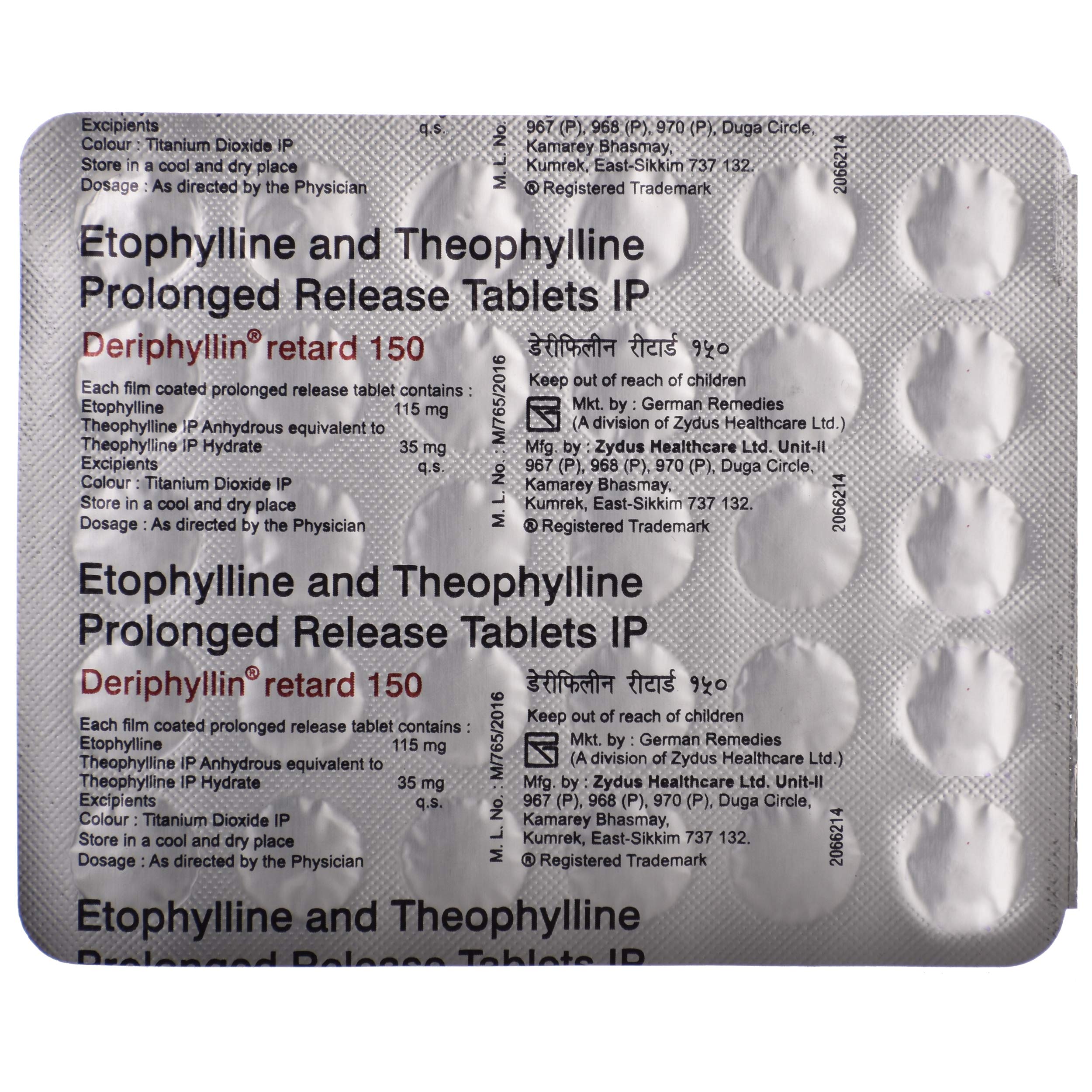 DERIPHYLLIN RETARD 150MG TABLET - 3926