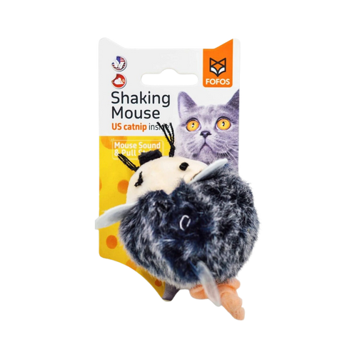 FOFOS PULL STRING & SOUND CHIP MOUSE GREY