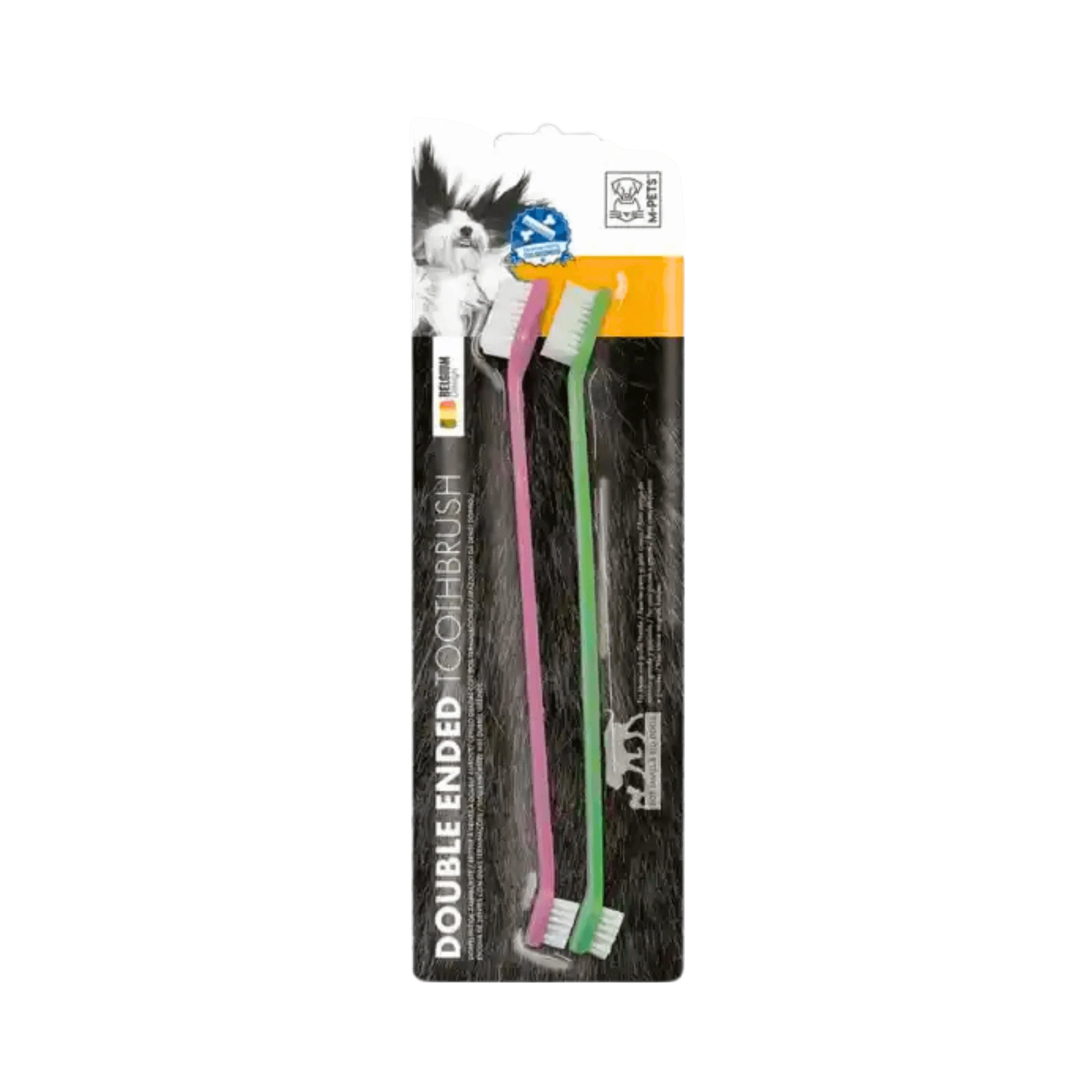 M-PETS DOUBLE ENDED TOOTHBRUSH PINK & GREEN
