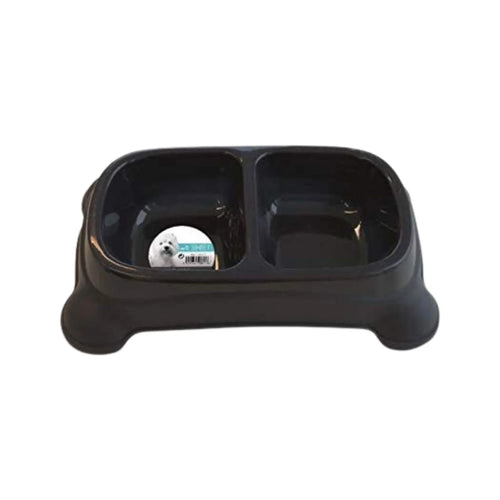 M-PETS PLASTIC DOUBLE BOWL (M)