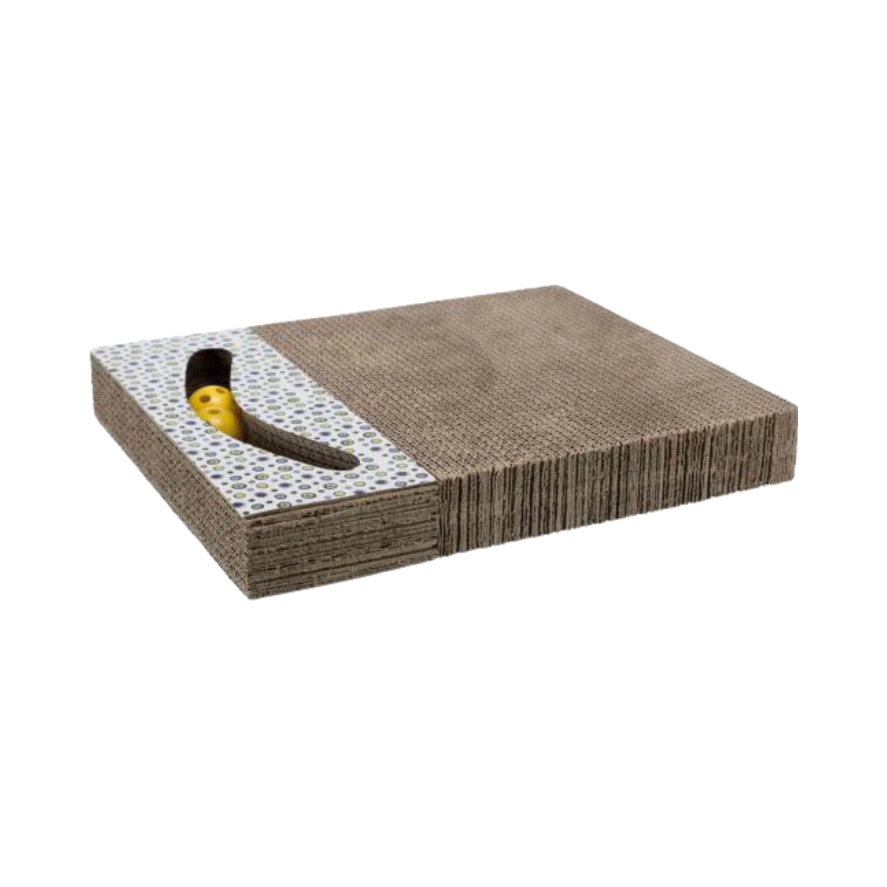 SCRATCHING CARDBOARD WITH TOYS