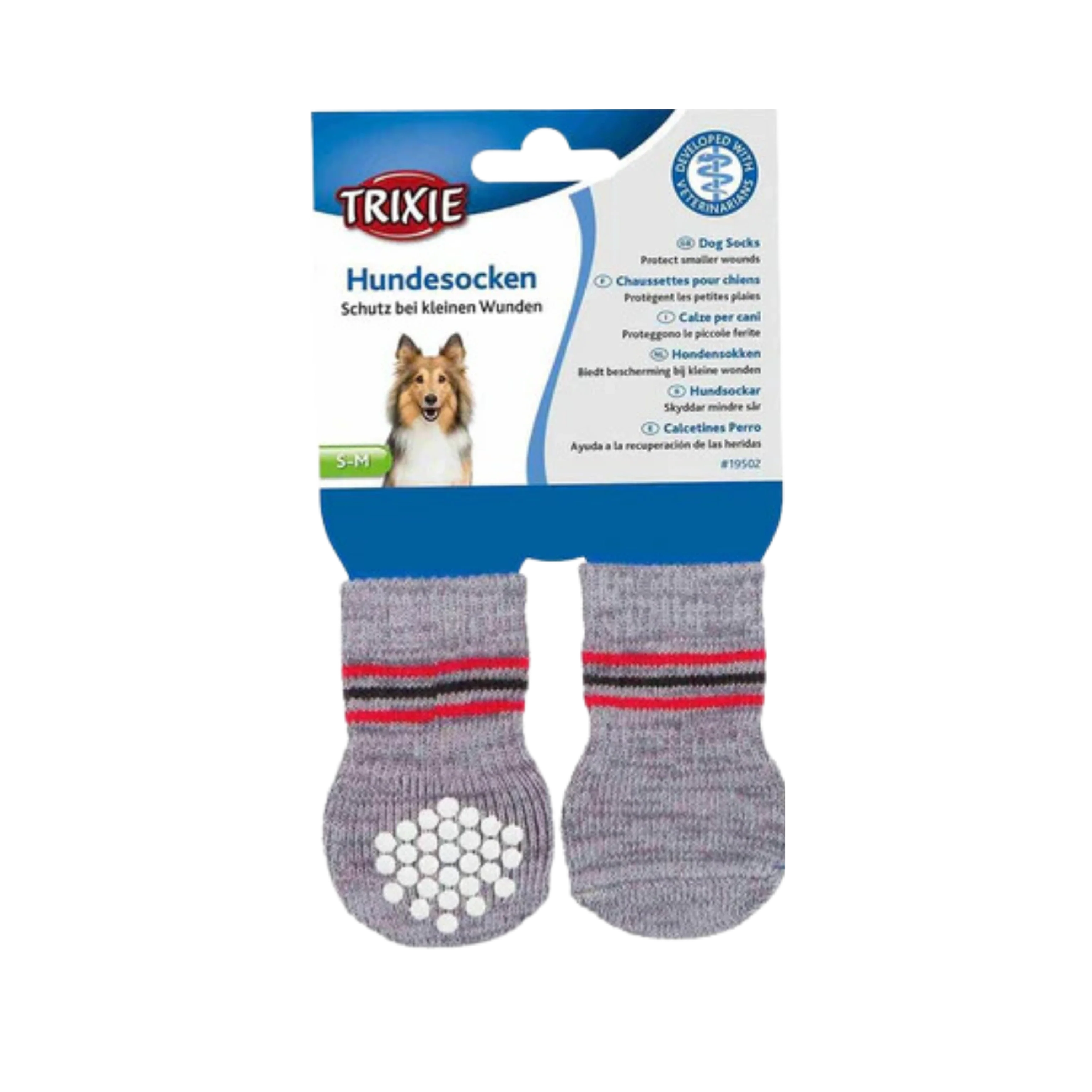 TRIXIE DOG SOCKS NON SLIP GREY (M)