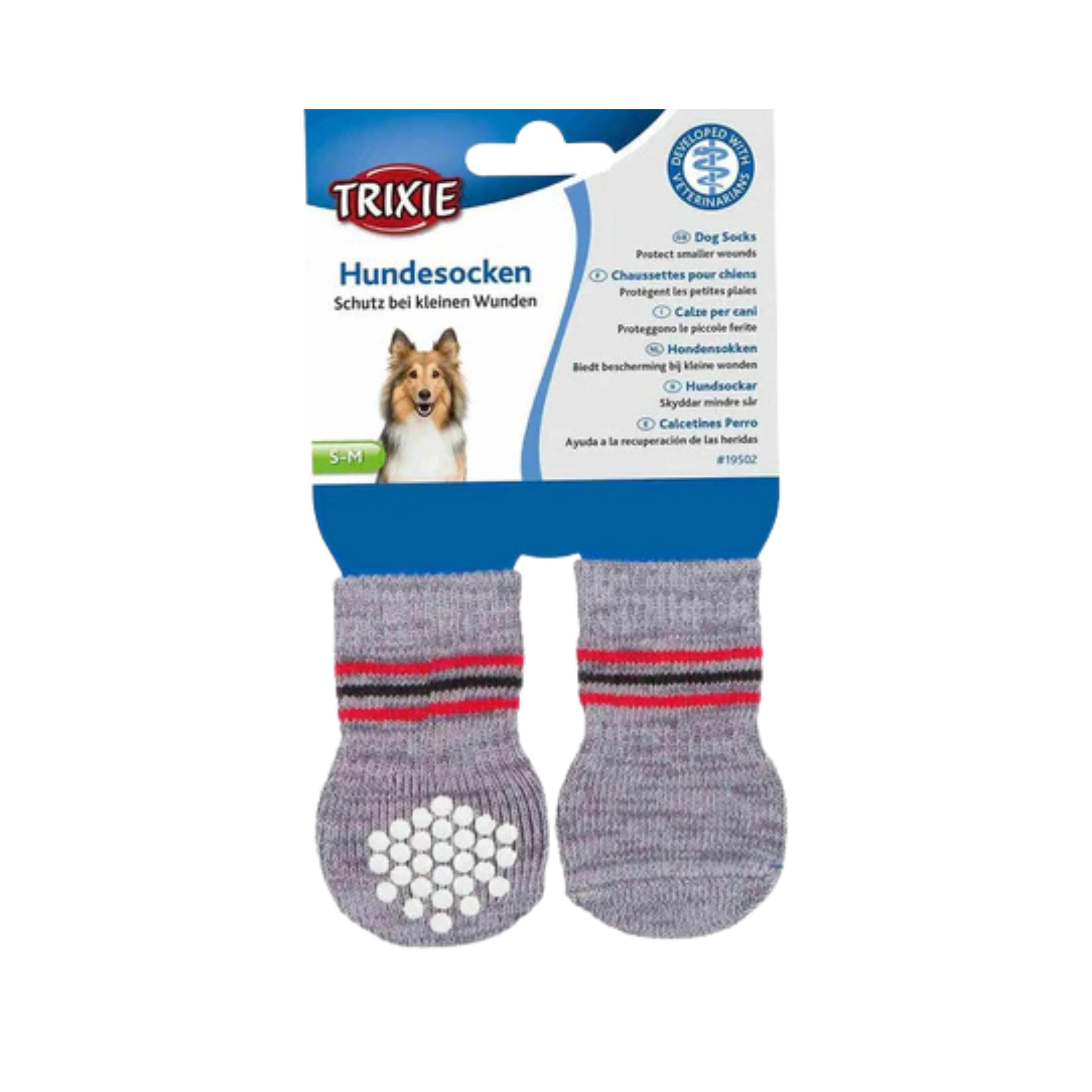 TRIXIE DOG SOCKS NON SLIP GREY (S)