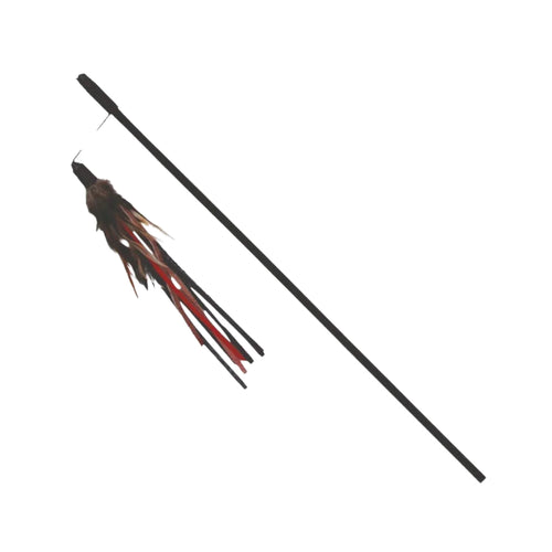 TRIXIE PLAYING ROD WITH LEATHER STRAPS & FEATHERS