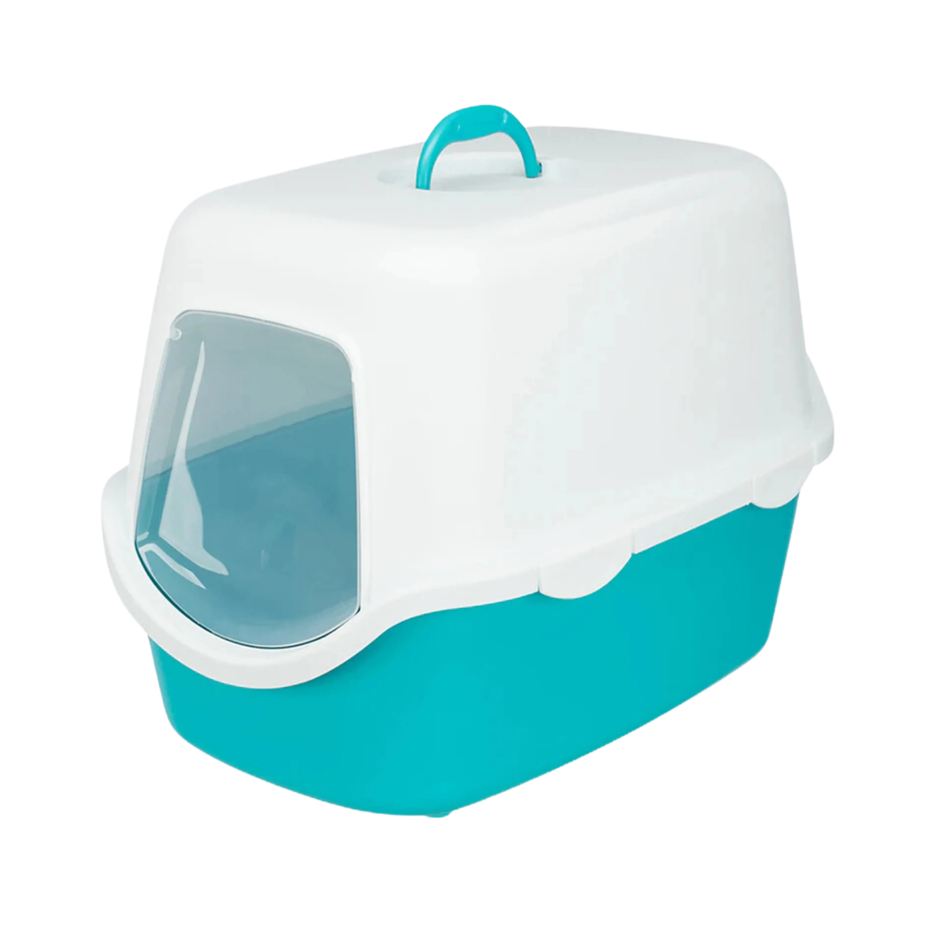 VICO CAT LITTER TRAY WITH DOME TURQUOISE & WHITE