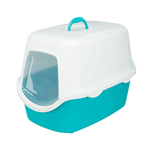 VICO CAT LITTER TRAY WITH DOME TURQUOISE & WHITE