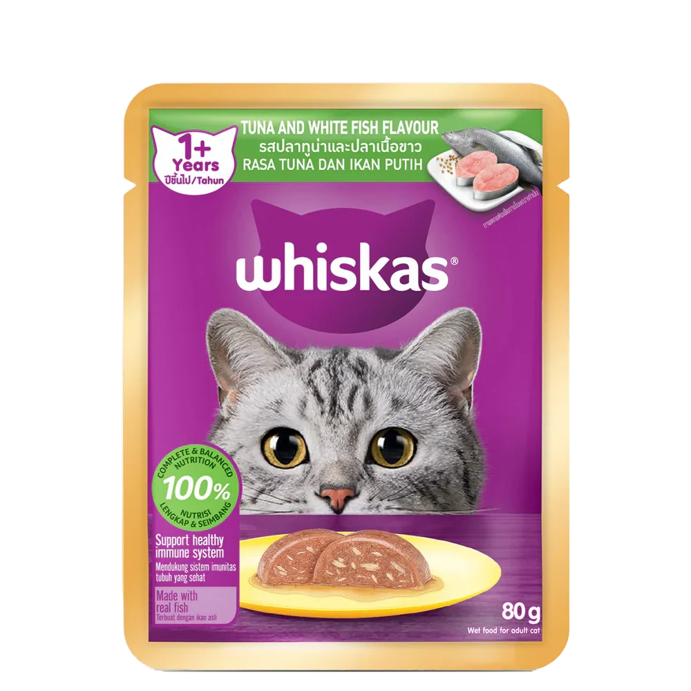 WHISKAS ADULT TUNA & WHITE FISH GRAVY