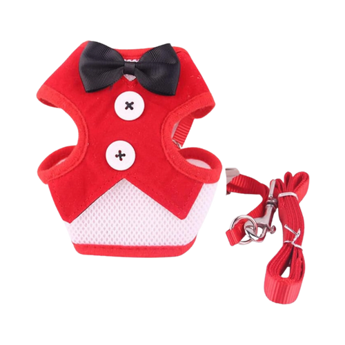 WW TOYBREED TUXIDO HARNESS WITH LEASH RED (L)